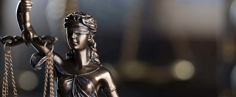 Lady justice statue up close view