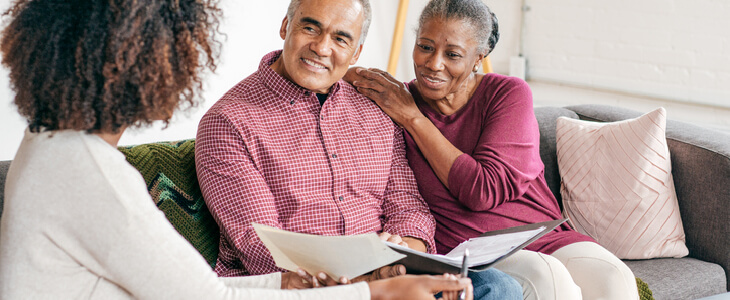 elderly couple inquiring about an irrevocable trust